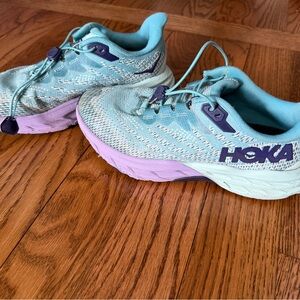 Hoka Kids Teal and Lavender Sneakers